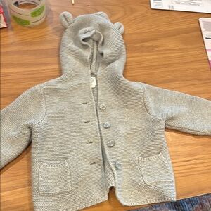 GAP Kids Gray Knit Hoodie with Bear Ears